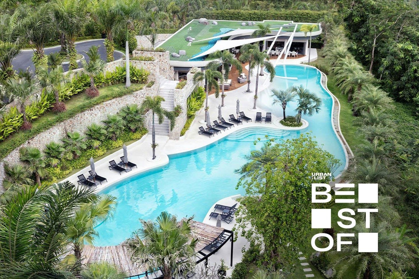 The lush pool at The Pavilions, one of the best hotels in Phuket